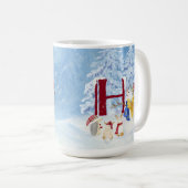 Monogram Letter H Winter Trees Kerstmis Snowman Koffiemok (Voorkant rechts)