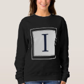 Monogram Letter I Alphabet I Initial Navy Blue Trui (Voorkant)