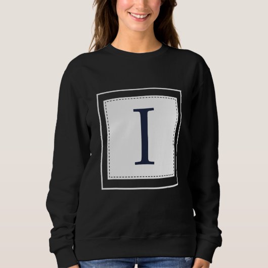 Monogram Letter I Alphabet I Initial Navy Blue Trui (Voorkant)