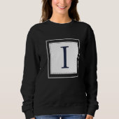 Monogram Letter I Alphabet I Initial Navy Blue Trui (Voorkant)
