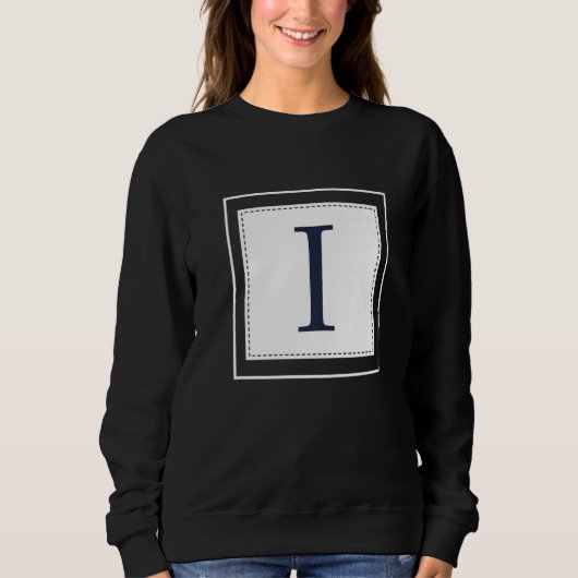 Monogram Letter I Alphabet I Initial Navy Blue   Trui (Voorkant)