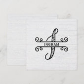 Monogram Letter I met Kaart gezinspenaam Note Notitiekaartje (Voorkant / Achterkant)