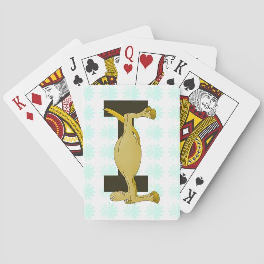 Monogram letter I Pony gepersonaliseerd Speelkaarten (Achterkant)