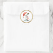 Monogram letter I, Santa hat Kerst sticker (Tas)
