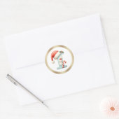Monogram letter I, Santa hat Kerst sticker (Envelop)