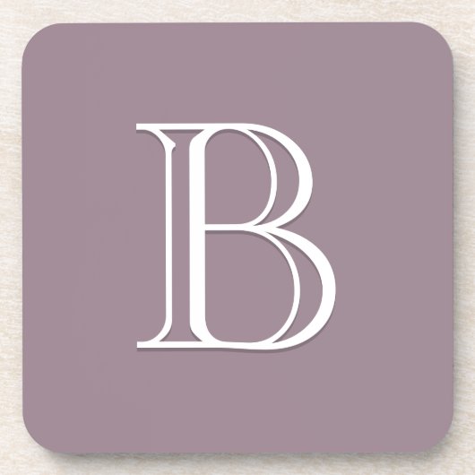 Monogram Letter Initiaal Elegant Paars en White Bier Onderzetter (Voorkant)