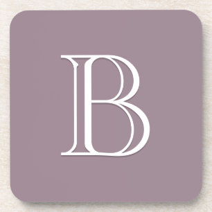 Monogram Letter Initiaal Elegant Paars en Wit Bier Onderzetter