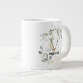 Monogram Letter/Initiaal Green Leaf Wreater Grote Koffiekop (Voorkant rechts)