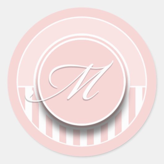 Monogram Letter-Initiaal M Sticker-zegeletiket Ronde Sticker (Voorkant)