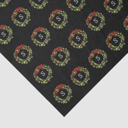 Monogram Letter-Initiaal met kerstmis Tissuepapier (Detail)