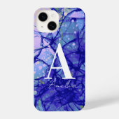 Monogram Letter-Initiaal Naam Blauw Abstract Kunst iPhone Hoesje (Achterkant)