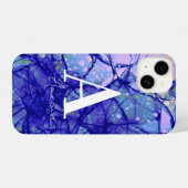 Monogram Letter-Initiaal Naam Blauw Abstract Kunst iPhone Hoesje (Achterkant horizontaal)