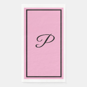 Monogram Letter Initiaal Roze Baby shower Bruiloft Servet