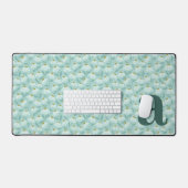 Monogram Letter Initiaal Tealblauw Bloemmotief Bureaumat (Keyboard & Muis)