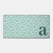 Monogram Letter Initiaal Tealblauw Bloemmotief Bureaumat (Voorkant)