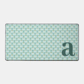 Monogram Letter Initiaal Tealblauw Vintage Bloemmo Bureaumat (Voorkant)
