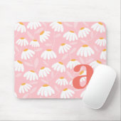 Monogram Letter Initial Roze/Wit Bloemmotief Muismat (Met muis)