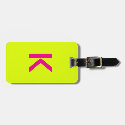 Monogram Letter Initialen Chartreuse Yellow Pink Bagagelabel (Voorkant horizontaal)