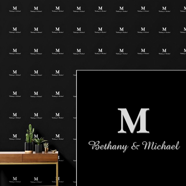 Monogram Letter Initialen & Naam (namen) Grijs op  Behang (Creator heeft geüpload)