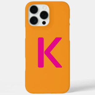 Monogram Letter Initialen Sinaasappel Roze Aangepa iPhone 16 Pro Max Hoesje
