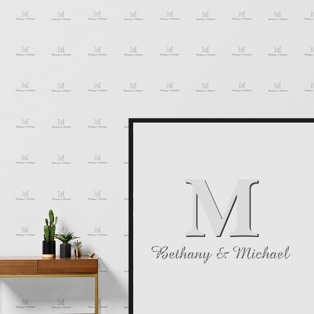 Monogram Letter Initials & Name(s) Gray on Gray Behang (Creator heeft geüpload)