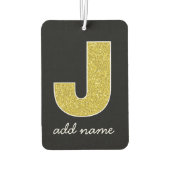 Monogram Letter J - Black en Fake Sparkle Glitter Luchtverfrisser (Achterkant)