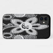 Monogram Letter J Bloem Zwart en Wit Kant Case-Mate iPhone Case (Achterkant (horizontaal))