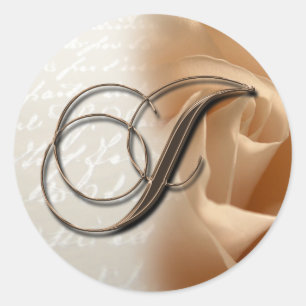 Monogram Letter J Bruiloft Envelop Sticker