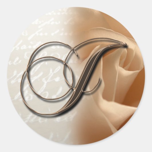 Monogram Letter J Bruiloft Envelop Sticker (Voorkant)