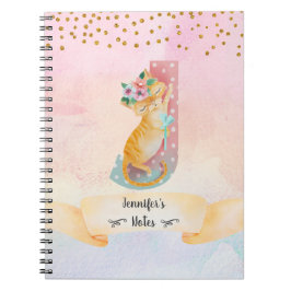 Monogram Letter J Kitten Girl Daily Diary Notitieboek