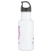 Monogram letter J naam orchidee roze paars Waterfles (Achterkant)