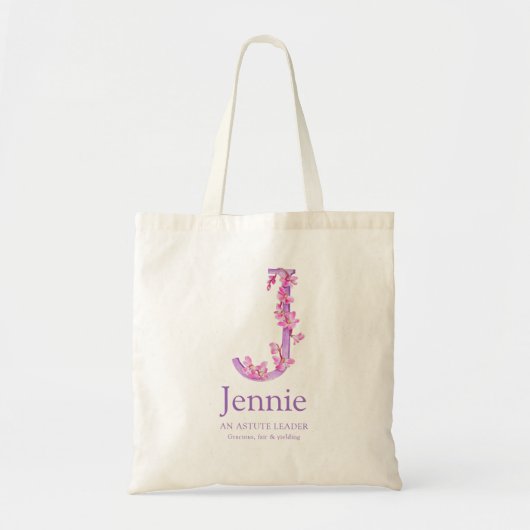 Monogram letter J orchideeën waterverf Jennie cust Tote Bag (Voorkant)
