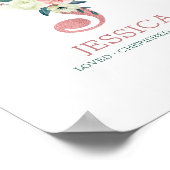 Monogram Letter J Roze Waterverf Floral Nursery Poster (Hoek)