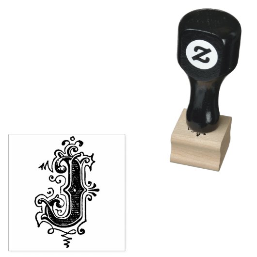Monogram  letter J Rubberstempel (Gestempeld)
