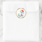 Monogram letter J, Santa hat Kerst sticker (Tas)