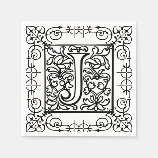 Monogram letter J Servetten (Voorkant)