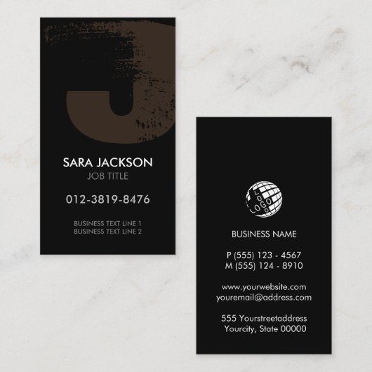 Monogram letter J Visitekaartje (Voorkant / Achterkant)