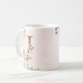 Monogram Letter J Waterverf Floral Coffee Mok (Voorkant links)
