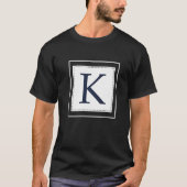 Monogram Letter K Alphabet K Initial Navy Blue T-shirt (Voorkant)