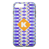 Monogram Letter K Blue en Oranje geometrisch Case-Mate iPhone Case (Achterkant)
