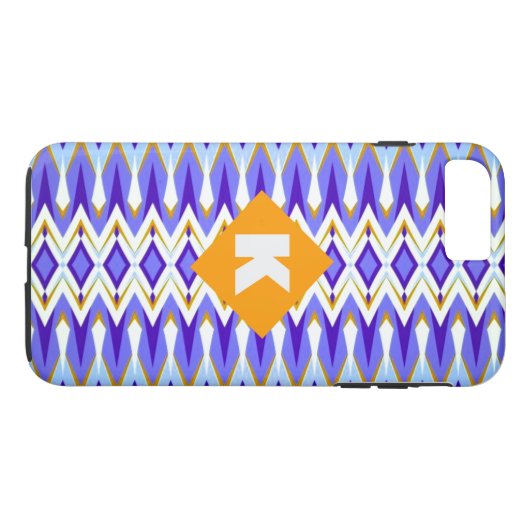 Monogram Letter K Blue en Oranje geometrisch Case-Mate iPhone Case (Achterkant (Horizontaal))