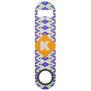 Monogram Letter K Blue en Oranje geometrisch Speed Flessenopener