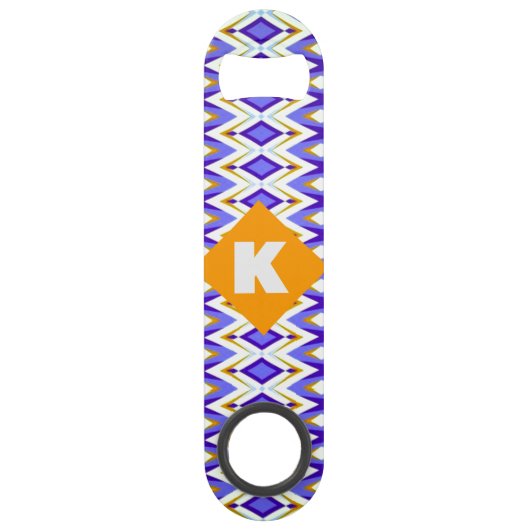 Monogram Letter K Blue en Oranje geometrisch Speed Flessenopener (Voorkant)