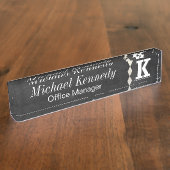 Monogram Letter K Chalkboard Name Bord Naambordje (Zijkant)