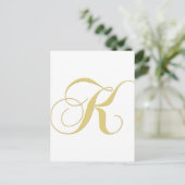 Monogram Letter K Golden Single Briefkaart (Staand voorkant)