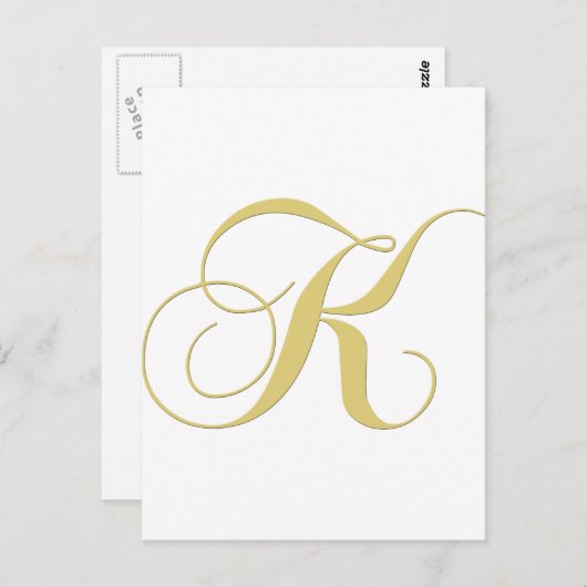 Monogram Letter K Golden Single Briefkaart (Voorkant / Achterkant)