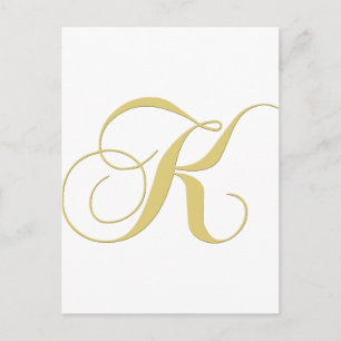 Monogram Letter K Golden Single Briefkaart