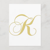 Monogram Letter K Golden Single Briefkaart (Voorkant)