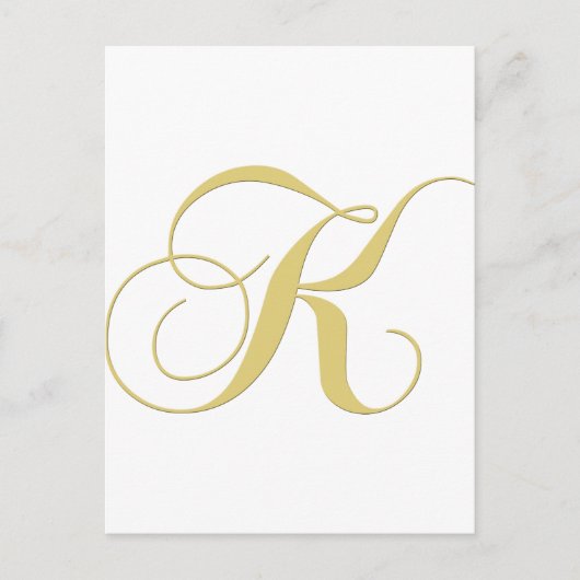 Monogram Letter K Golden Single Briefkaart (Voorkant)