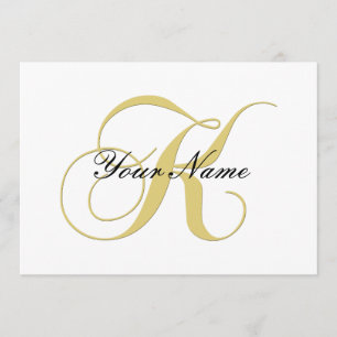 Monogram Letter K Golden Single  Kaart